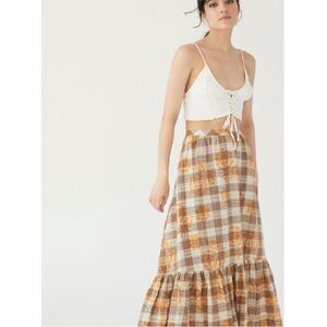 UO Million Miles Plaid Maxi Skirt